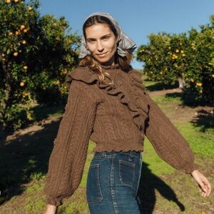 Christy Dawn Brown Cable Knit Sweater